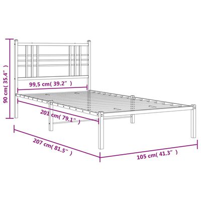 vidaXL Cadre de lit métal sans matelas et tête de lit blanc 100x200 cm