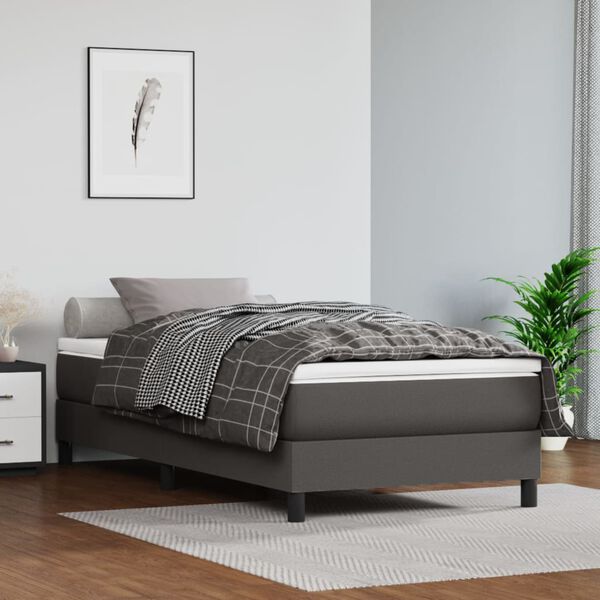 vidaXL Sommier &agrave; lattes de lit avec matelas Gris 90x200 cm Similicuir
