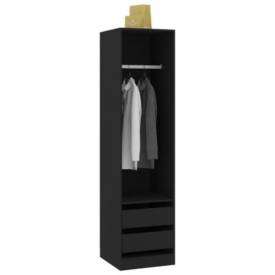 vidaXL Garde-robe avec tiroirs Noir 50x50x200 cm Bois d'ingénierie