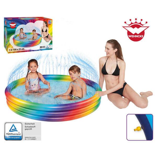 Happy People Piscine arc-en-ciel avec arrosage 150x25 cm