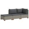 vidaXL 3 pc Ensemble de salon en rotin avec coussins GENDT Gris Kubu