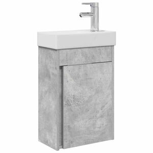 vidaXL Meuble de salle de bain avec robinet Gris b&eacute;ton