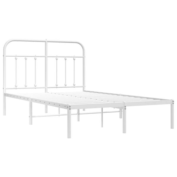 vidaXL Cadre de lit m&eacute;tal sans matelas et t&ecirc;te de lit blanc 120x190 cm