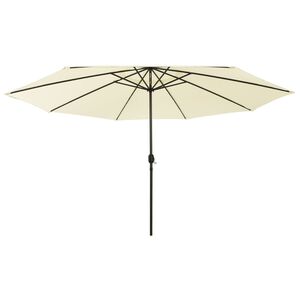 vidaXL Parasol de jardin avec lumi&egrave;res LED et m&acirc;t en m&eacute;tal 400cm sable