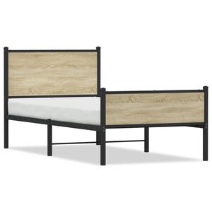 vidaXL Cadre de lit en m&eacute;tal sans matelas ch&ecirc;ne sonoma 100x200 cm