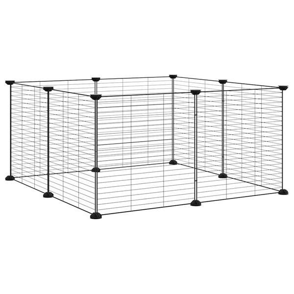 vidaXL Cage pour animaux de compagnie &agrave; 8 panneaux, noire, 35 x 35 cm, en acier