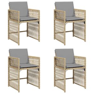 vidaXL Chaises de jardin avec coussins lot de 4 m&eacute;lange beige