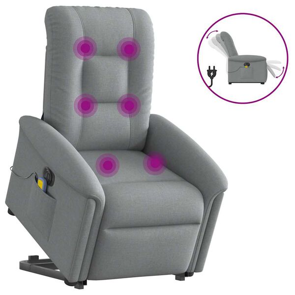 vidaXL Fauteuil inclinable de massage &eacute;lectrique Gris clair Tissu