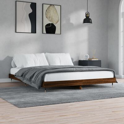 vidaXL Cadre de lit chêne marron 180x200 cm bois d'ingénierie