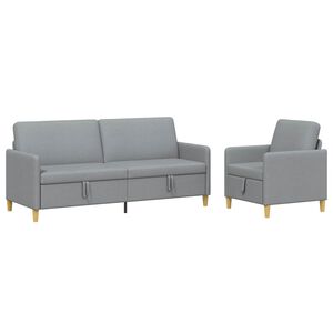 vidaXL Canap&eacute; avec rangement 2 pc Gris clair Polyester