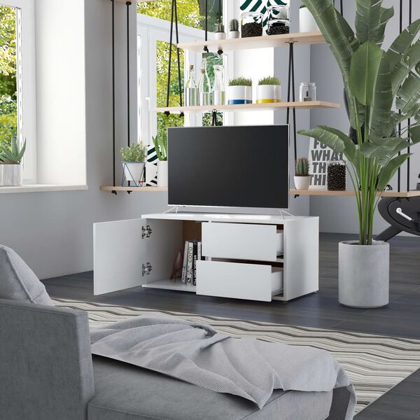 vidaXL Meuble TV Blanc 80x34x36 cm Bois d'ingénierie