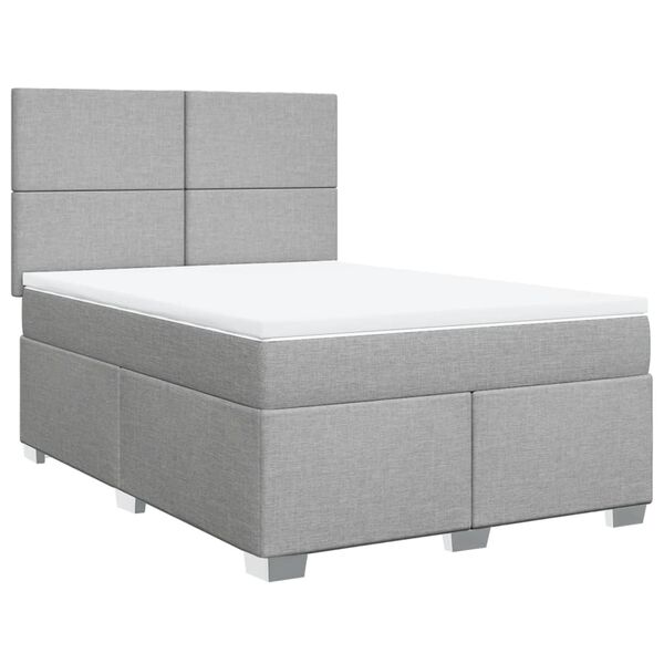 vidaXL Sommier &agrave; lattes de lit avec matelas Gris clair 140x200cm Tissu