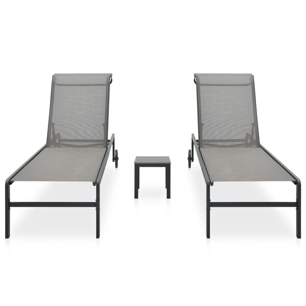vidaXL Chaises longues lot de 2 avec table Textilène et acier