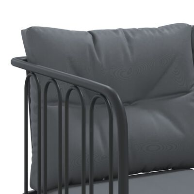 vidaXL Ensemble de canapés de jardin et coussins noir acier textilène