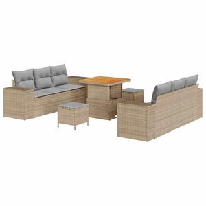 vidaXL Ensemble de canap&eacute; de jardin Beige et Gris clair Poly Rattan