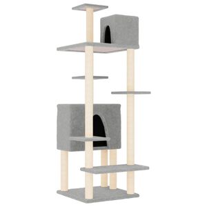 vidaXL Arbre &agrave; chat avec griffoirs en sisal Gris clair 154 cm