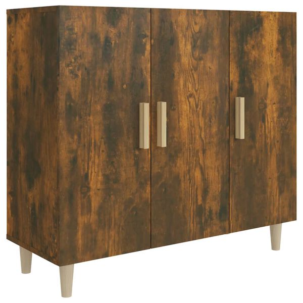 vidaXL Buffet chêne fumé 90x34x80 cm bois d'ingénierie