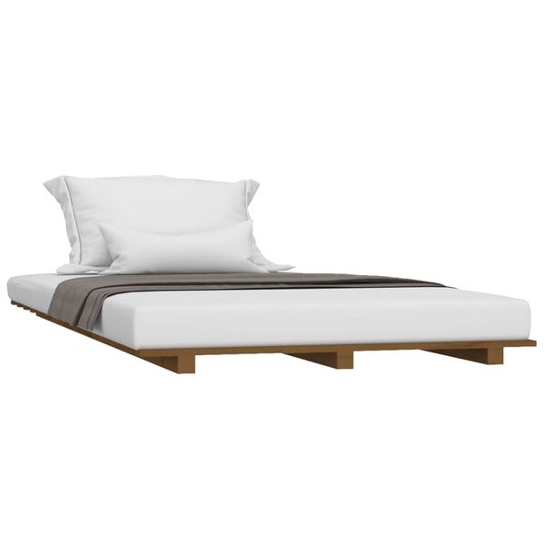 vidaXL Cadre de lit sans matelas marron miel 75x190 cm bois pin massif