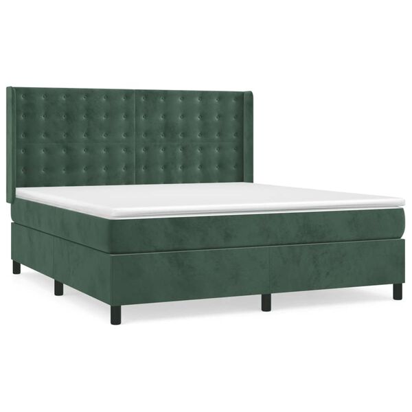 vidaXL Sommier &agrave; lattes de lit et matelas Vert fonc&eacute; 160x200cm Velours