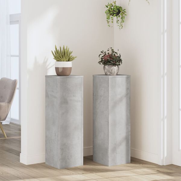 vidaXL Supports pour plantes 2 pcs gris b&eacute;ton bois d'ing&eacute;nierie