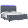 vidaXL Lit à Ressorts avec Matelas LED Gris foncé 180 x 200 cm Velours