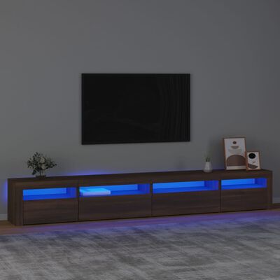 vidaXL Meuble TV avec lumières LED Chêne marron 270x35x40 cm