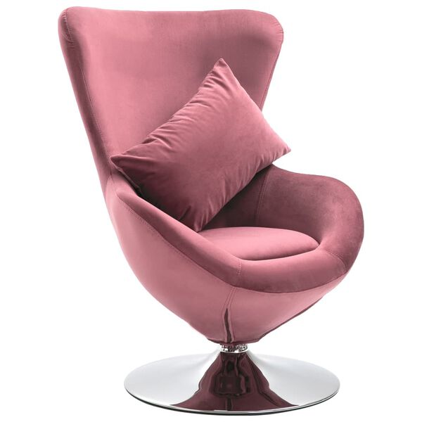 vidaXL Fauteuil pivotant en forme d'&oelig;uf avec coussin Rose Velours