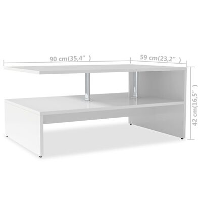 vidaXL Table basse Bois d'ingénierie 90x59x42 cm Blanc