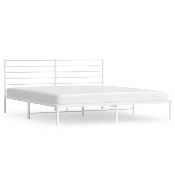 vidaXL Cadre de lit m&eacute;tal sans matelas et t&ecirc;te de lit blanc 193x203 cm
