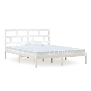 vidaXL Cadre de lit sans matelas blanc bois de pin massif