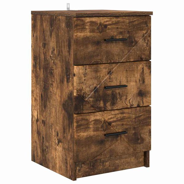 vidaXL Cabinet de chevet Ch&ecirc;ne fum&eacute; 38 x 38 x 66 cm Bois d'ing&eacute;nierie