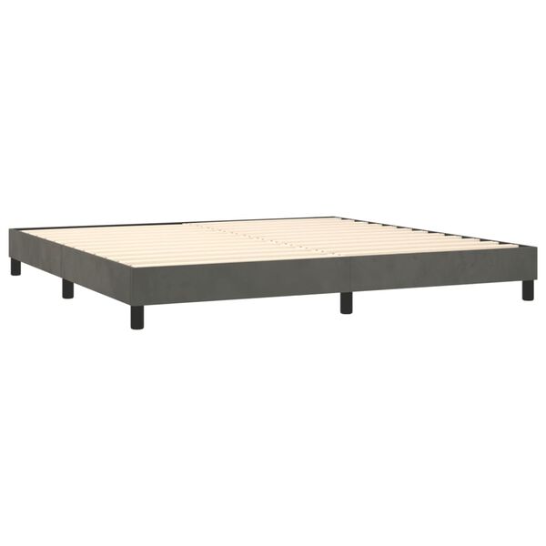 vidaXL Sommier &agrave; lattes de lit et matelas Gris fonc&eacute; 200x200cm Velours