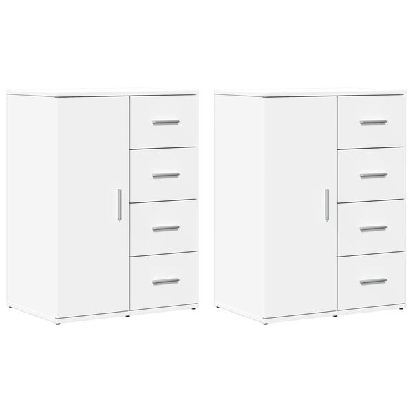 vidaXL Buffets 2 pcs blanc 59x39x80 cm bois d'ingénierie