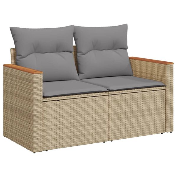vidaXL Salon de jardin et coussins 12 pcs m&eacute;lange beige r&eacute;sine tress&eacute;e