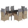 vidaXL Ensemble &agrave; manger de jardin et coussins 7 pcs beige poly rotin