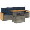 vidaXL Salon de jardin 5 pcs avec coussins gris r&eacute;sine tress&eacute;e acacia