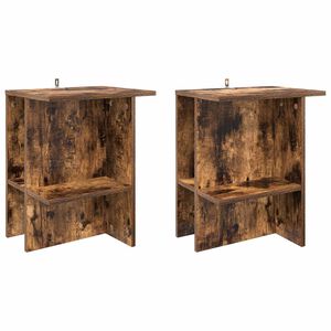 vidaXL Table basse 2 pcs Ch&ecirc;ne fum&eacute; 40 x 30 x 49 cm Bois d'ing&eacute;nierie