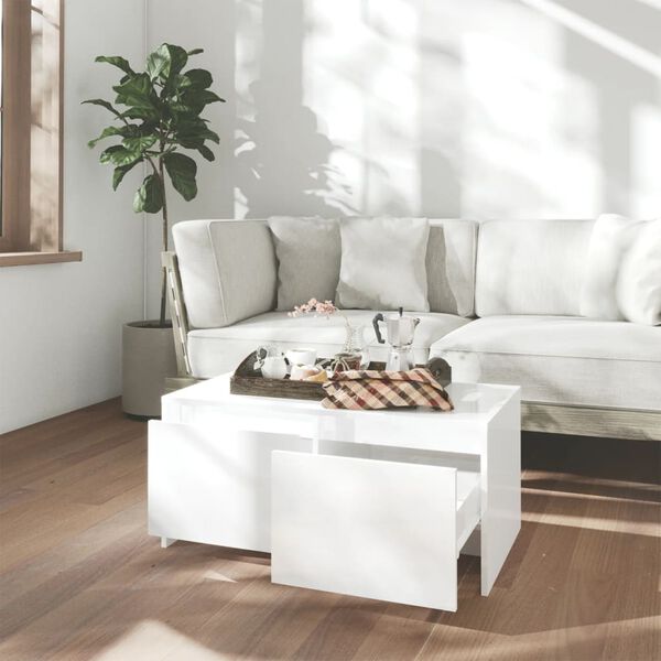 vidaXL Table basse blanc brillant 90x50x41,5 cm bois d'ingénierie