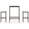 vidaXL Ensemble de bar de jardin 3 pcs coussins R&eacute;sine tress&eacute;e Marron