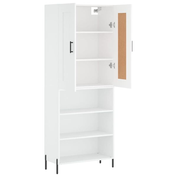 vidaXL Buffet haut Blanc 69,5x34x180 cm Bois d'ing&eacute;nierie