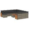 vidaXL Salon de jardin avec coussins 13 pcs gris r&eacute;sine tress&eacute;e