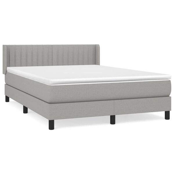 vidaXL Sommier &agrave; lattes de lit avec matelas Gris clair 140x190cm Tissu