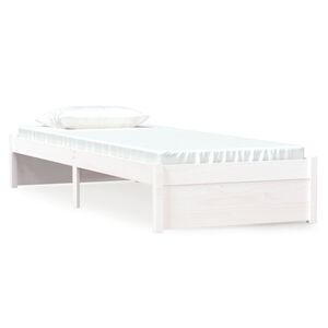 vidaXL Cadre de lit sans matelas blanc bois massif 75x190 cm