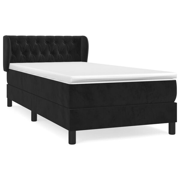 vidaXL Sommier &agrave; lattes de lit avec matelas Noir 90x200 cm Velours