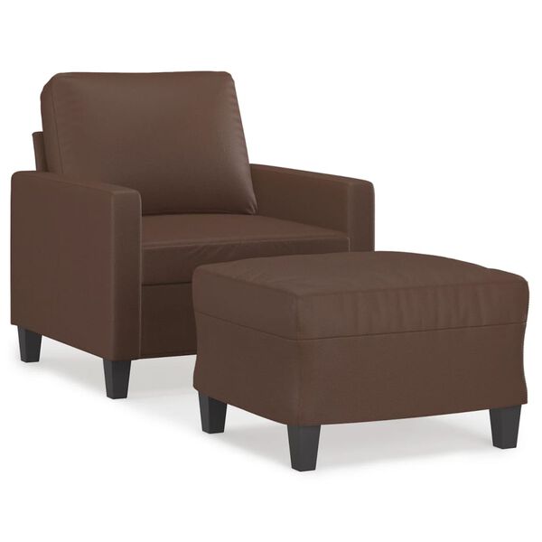 vidaXL Fauteuil avec repose-pied Marron 60 cm Similicuir