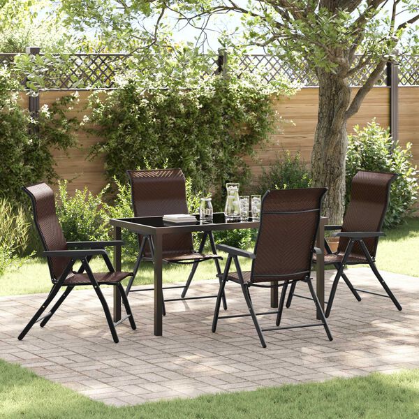 vidaXL Ensemble de salle &agrave; manger pour jardin 5 pcs Marron Poly rotin