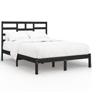 vidaXL Cadre de lit sans matelas noir bois massif 140x190 cm
