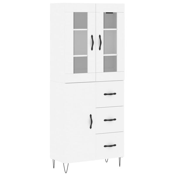 vidaXL Buffet haut Blanc 69,5x34x180 cm Bois d'ing&eacute;nierie