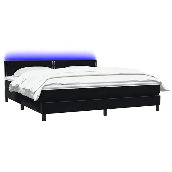 vidaXL Sommier &agrave; lattes de lit avec matelas et LED noir 200x210 cm Velours