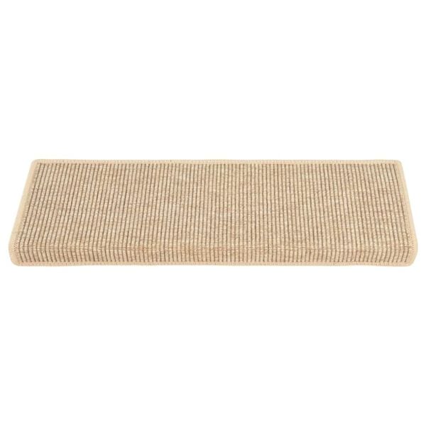 vidaXL Tapis d'escalier 15 pi&egrave;ces 65 x 21 x 4 cm Beige clair Bord rectangulaire